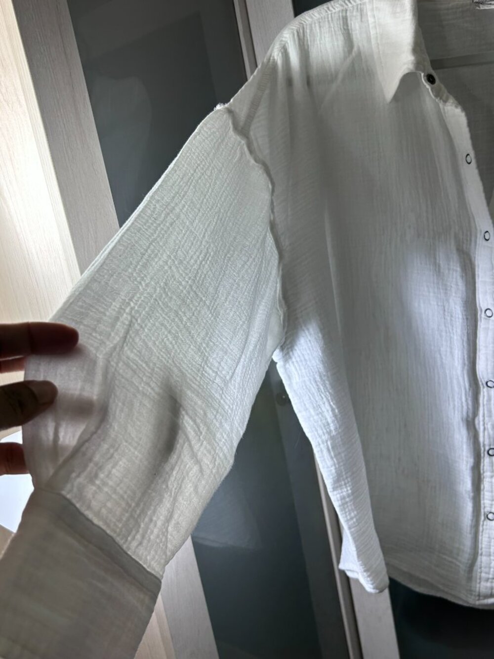 Women's S.O. 100% Cotton Wide-Leg Pant Suit (Size Large) — White - Picture 14 of 16